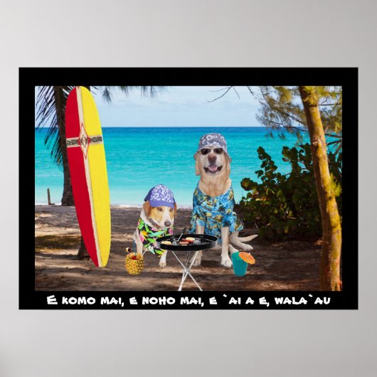 Two Surfer Dogs on the Beach Poster (Voorkant)