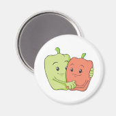 Two Sweet Bell Pepper Lovers Hugging Magneet (Voorkant / Achterkant)