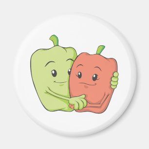 Two Sweet Bell Pepper Lovers Hugging Magneet