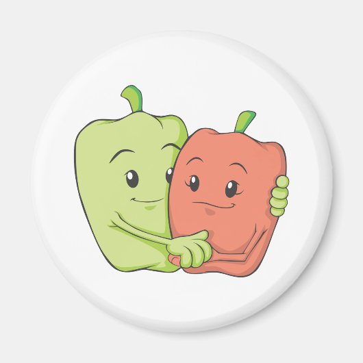 Two Sweet Bell Pepper Lovers Hugging Magneet (Voorkant)