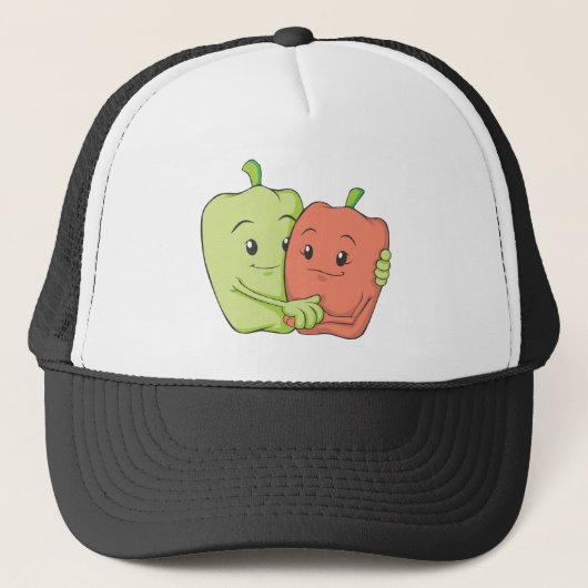 Two Sweet Bell Pepper Lovers Hugging Trucker Pet (Voorkant)