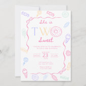 Two Sweet Birthday Invitation Sweet 2nd Birthday  Kaart (Voorkant)