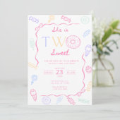 Two Sweet Birthday Invitation Sweet 2nd Birthday  Kaart (Staand voorkant)