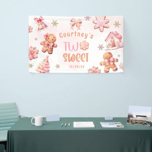 Two Sweet Christmas Cookie 2nd Birthday Spandoek (Beurs)