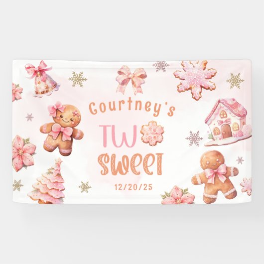 Two Sweet Christmas Cookie 2nd Birthday Spandoek (Horizontaal)