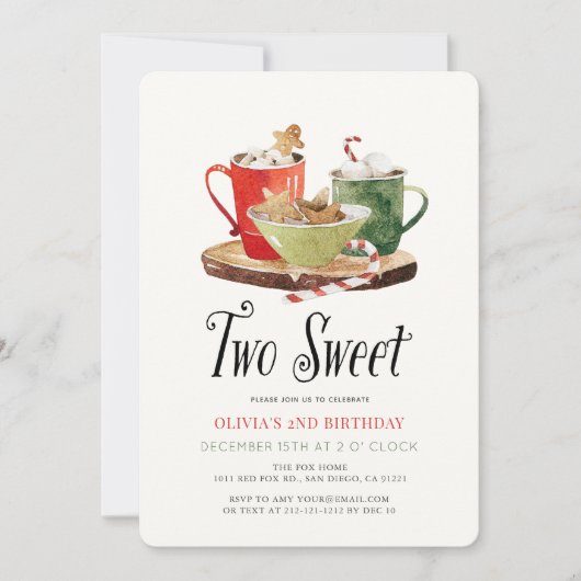 Two Sweet Christmas Cookies Cocoa Mug 2nd Birthday Kaart (Voorkant)