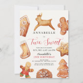 Two Sweet Christmas Holiday Cookie 2nd Birthday Feestdagenkaart (Voorkant)