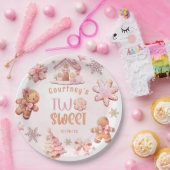Two Sweet Christmas pink 2nd birthday cookies Papieren Bordje (Feest)
