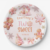 Two Sweet Christmas pink 2nd birthday cookies Papieren Bordje (Voorkant)