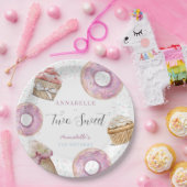 Two Sweet Cupcake & Donuts Girl 2nd Birthday Papieren Bordje (Feest)