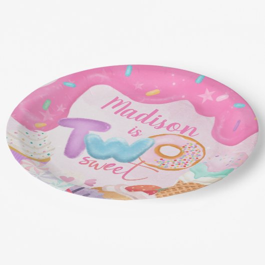 Two Sweet Donut Birthday Plate Papieren Bordje (Gekanteld)