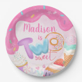 Two Sweet Donut Birthday Plate Papieren Bordje (Voorkant)
