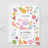 Two Sweet Fruit 2nd Birthday Invitation Kaart (Voorkant)