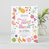 Two Sweet Fruit 2nd Birthday Invitation Kaart (Staand voorkant)