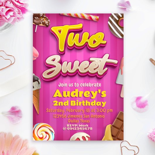 Two Sweet - Meisje 2e verjaardag Kaart