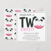 Two Sweet | Panda Donut 2e verjaardag uitnodiging (Voorkant / Achterkant)