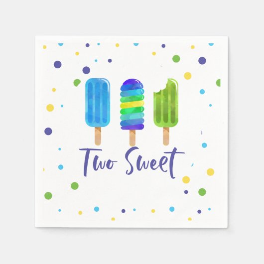 Two Sweet pop 2nd Birthday blauw groen Servet (Voorkant)