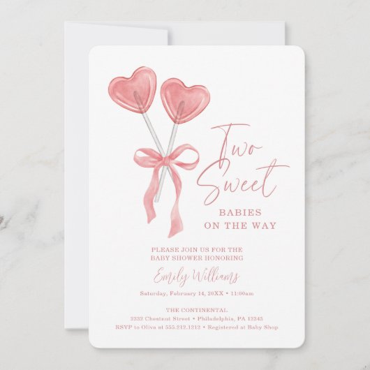 Two Sweet Twins Baby shower Uitnodiging (Voorkant)