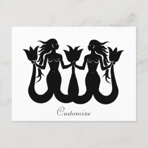 Two-Tail Mermaid Silhouette Thunder_Cove Briefkaart