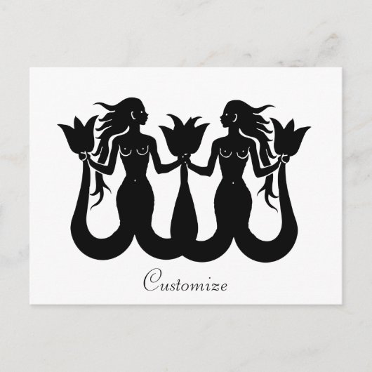 Two-Tail Mermaid Silhouette Thunder_Cove Briefkaart (Voorkant)