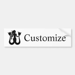 Two-Tail Mermaid Silhouette Thunder_Cove Bumpersticker