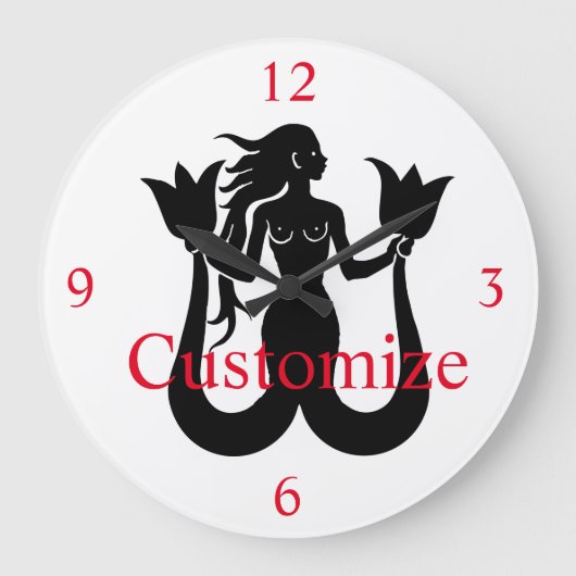 Two-Tail Mermaid Silhouette Thunder_Cove Grote Klok (Voorkant)