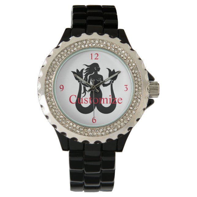 Two-Tail Mermaid Silhouette Thunder_Cove Horloge (Voorkant)