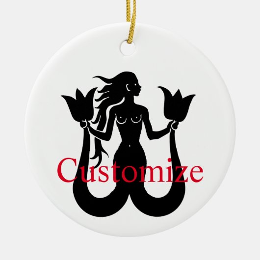 Two Tail Mermaid Silhouette Thunder_Cove Keramisch Ornament (Voorkant)