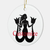 Two Tail Mermaid Silhouette Thunder_Cove Keramisch Ornament (Links)