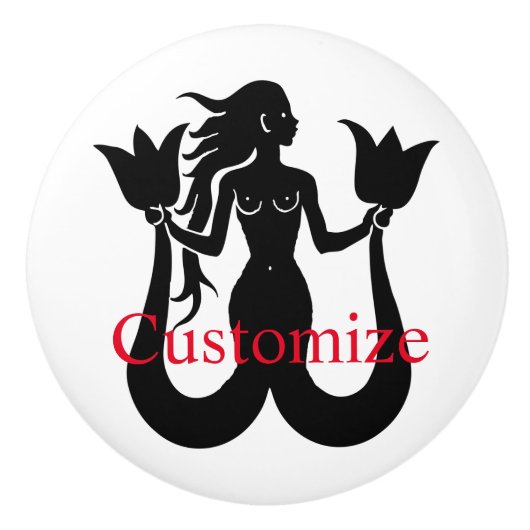 Two-Tail Mermaid Silhouette Thunder_Cove Keramische Knop (Voorkant)