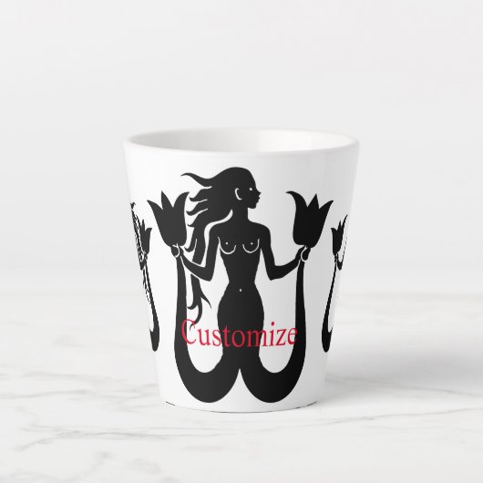 Two-Tail Mermaid Silhouette Thunder_Cove Latte Mok (Voorkant)