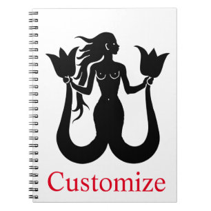 Two-Tail Mermaid Silhouette Thunder_Cove Notitieboek