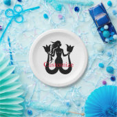 Two-Tail Mermaid Silhouette Thunder_Cove Papieren Bordje (Feest)