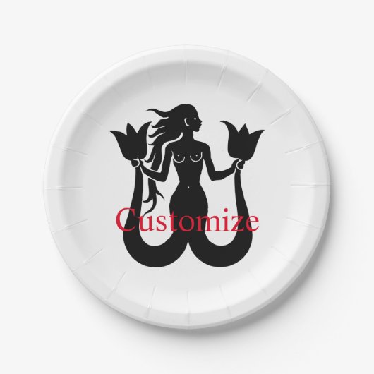 Two-Tail Mermaid Silhouette Thunder_Cove Papieren Bordje (Voorkant)