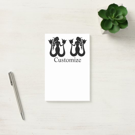 Two-Tail Mermaid Silhouette Thunder_Cove Post-it® Notes (Kantoor)