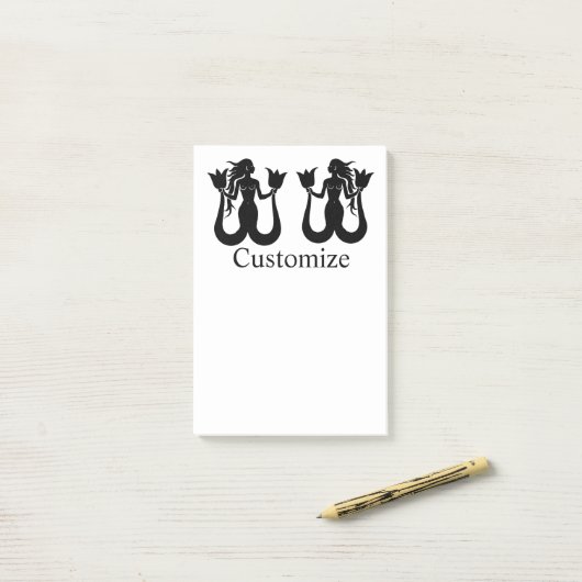Two-Tail Mermaid Silhouette Thunder_Cove Post-it® Notes (Op bureau)