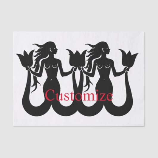 Two Tail Mermaid Silhouette Thunder_Cove Tissuepapier (Voorkant)