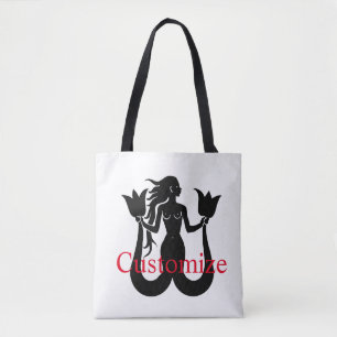 Two-Tail Mermaid Silhouette Thunder_Cove Tote Bag