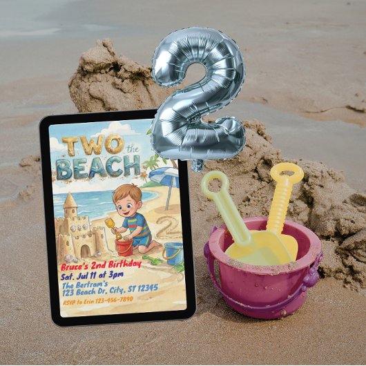 Two the Beach 2nd Birthday Kaart