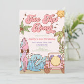 Two The Beach Groovy Surf Retro 2e verjaardagsfees Kaart (Staand voorkant)