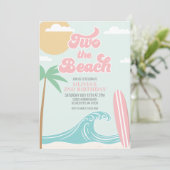 Two the Beach PINK Surf Beach 2nd Birthday Kaart (Staand voorkant)