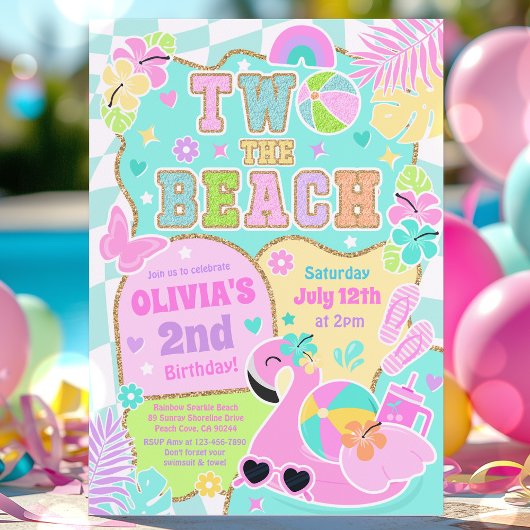 Two The Beach Preppy Girly 2e verjaardag Pool Part Kaart