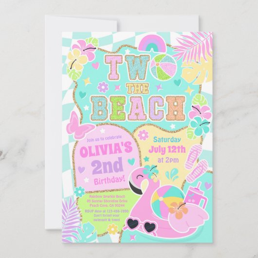 Two The Beach Preppy Girly 2e verjaardag Pool Part Kaart (Voorkant)