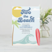 Two the Beach Surf Beach 2nd Birthday Invitation Kaart (Staand voorkant)