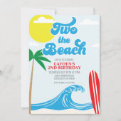 Two the Beach Surf Beach 2nd Birthday Invitation Kaart (Voorkant)