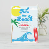 Two the Beach Surf Beach 2nd Birthday Invitation Kaart (Staand voorkant)