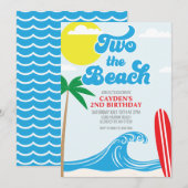 Two the Beach Surf Beach 2nd Birthday Invitation Kaart (Voorkant / Achterkant)