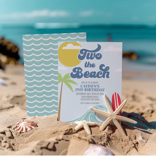 Two the Beach Surf Beach 2nd Birthday Invitation Kaart
