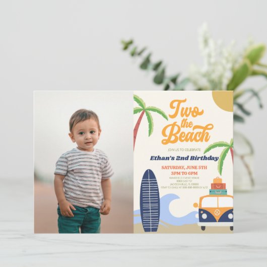 Two The Beach Surf Blue 2e verjaardagsfeestje Kaart (Staand voorkant)