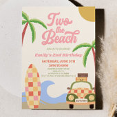 Two The Beach Surf Roze Retro 2e verjaardagsfeestj Kaart